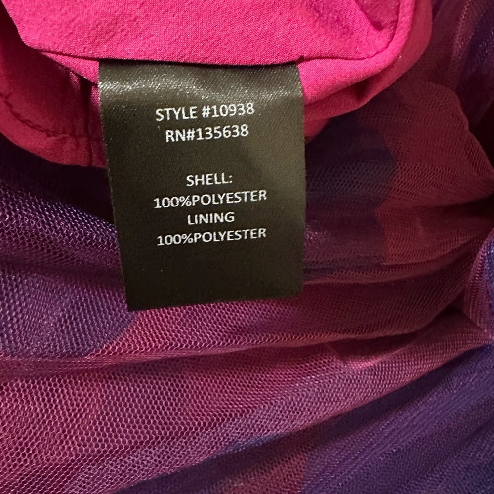 Hutch Tarina Pleated One Shoulder Gown in Vibrant Purple and Pink, New - Picture 12 of 13